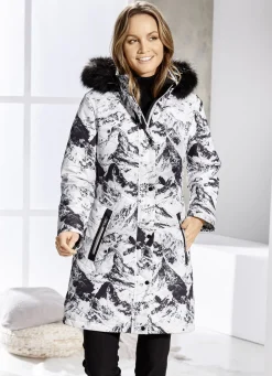 Jacken & Mäntel>Kurzmantel mit abnehmbarer Kapuze WEISS-SCHWARZ