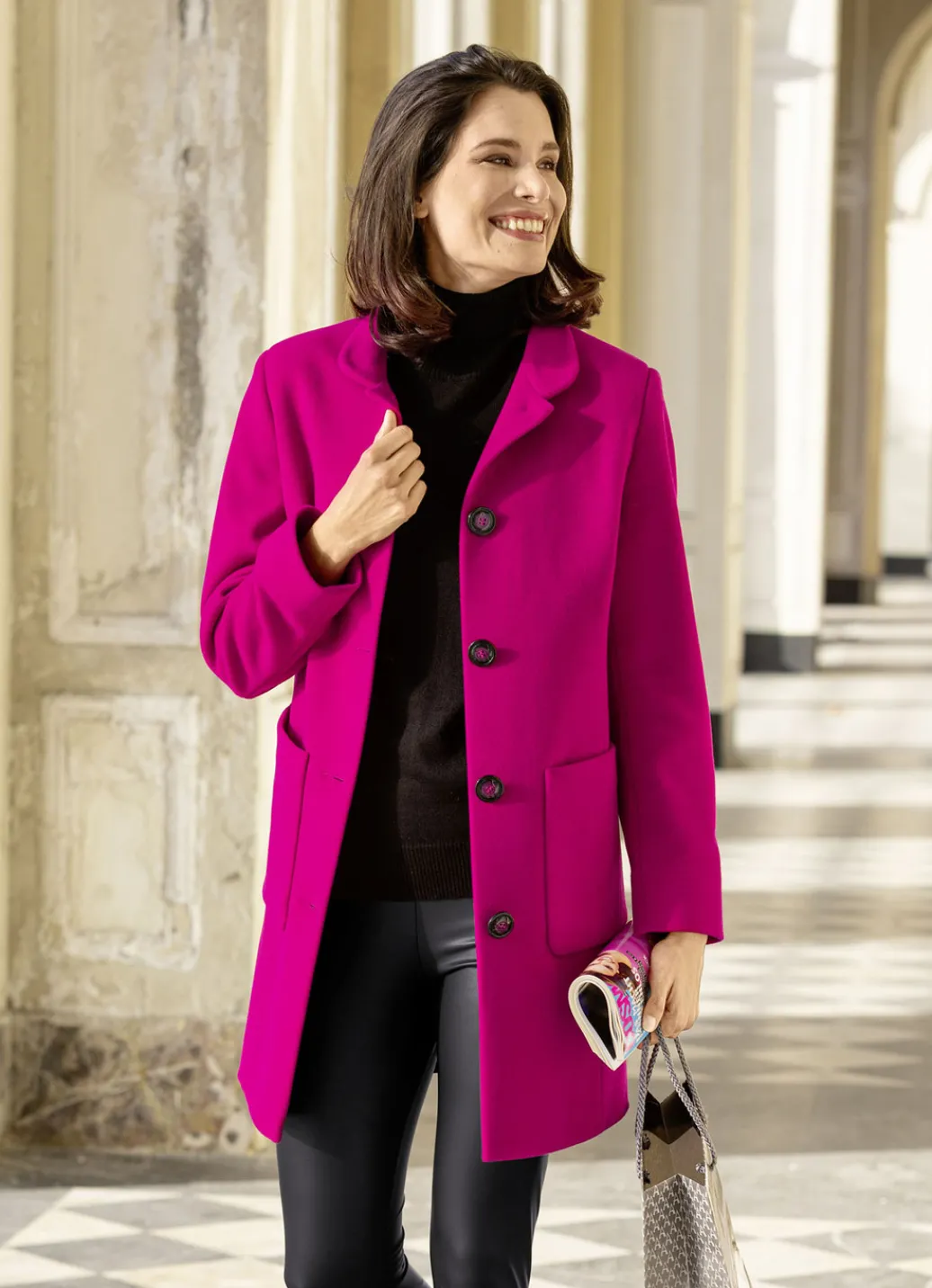 Jacken & Mäntel>Kurzmantel mit Stehkragen PINK