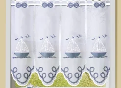 Heimtextilien|Dekoration>Kurzstore aus besticktem Batist mit Stangendurchzug