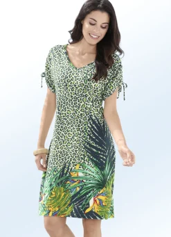 LAURINA Bade- & Strandmode|Kleider>Kleid mit farbbrillantem Druckdessin GRÜN-BUNT