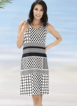 LAURINA Bade- & Strandmode|Kleider>Kleid, ärmellos WEISS-SCHWARZ