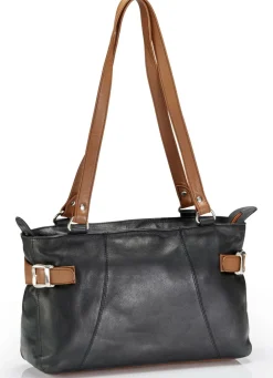 LAURINA Taschen>, Tasche, Damen, aus Leder SCHWARZ-COGNAC