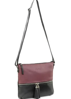 LAURINA Taschen>, Tasche, Damen, mit verstellbarem Umhängeriemen SCHWARZ-BORDEAUX