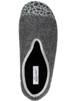 LAURINA Damenschuhe|Schuhe></noscript>, trendige Damen-Hausschuhe, Weite H, mit Leo-Druck
