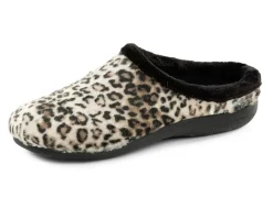 LAURINA Damenschuhe|Schuhe>, trendige Damen-Hausschuhe, mit Leoparden-Dessin BRAUN-SCHWARZ