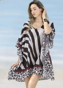 LAURINA Bade- & Strandmode|Kleider>Tunika, leicht transparent BRAUN-BEIGE