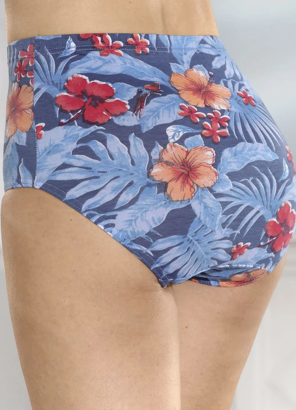 MONAMI Damenwäsche|Wäsche>Laurina Viererpack Slips mit Floraldessin JEANSBLAU-BUNT