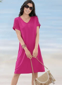 LAURINA Bade- & Strandmode|Kleider>Zweierpack Kleider mit Stickereispitze 1X MAGENTA, 1X SCHWARZ