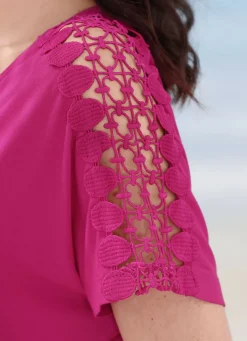 LAURINA Bade- & Strandmode|Kleider></noscript>Zweierpack Kleider mit Stickereispitze 1X MAGENTA, 1X SCHWARZ