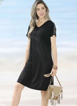 LAURINA Bade- & Strandmode|Kleider></noscript>Zweierpack Kleider mit Stickereispitze 1X MAGENTA, 1X SCHWARZ