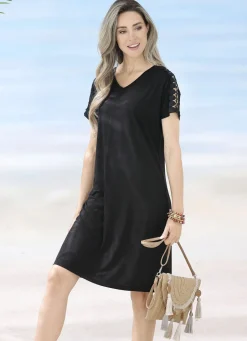 LAURINA Bade- & Strandmode|Kleider></noscript>Zweierpack Kleider mit Stickereispitze 1X MAGENTA, 1X SCHWARZ