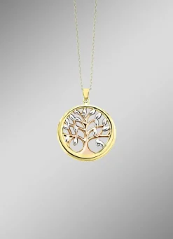 Damen-Goldschmuck>Lebensbaum-Anhänger in Tricolor