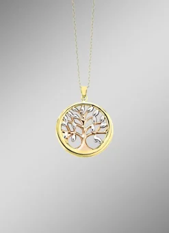 Damen-Goldschmuck>Lebensbaum-Anhänger in Tricolor