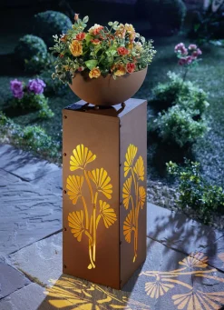 Gartendekoration|Gartenbeleuchtung>LED-Dekosäule "Ginkgo" ROST