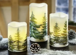 Weihnachtliche Dekorationen>LED-Echtwachskerzen, 3er-Set WEISS