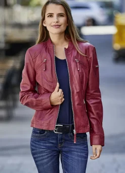 CABRINI Jacken & Mäntel>Lederkurzjacke von „“ ANTIK ROT