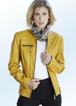 CABRINI Jacken & Mäntel>Lederkurzjacke von "" ANTIK MAISGELB