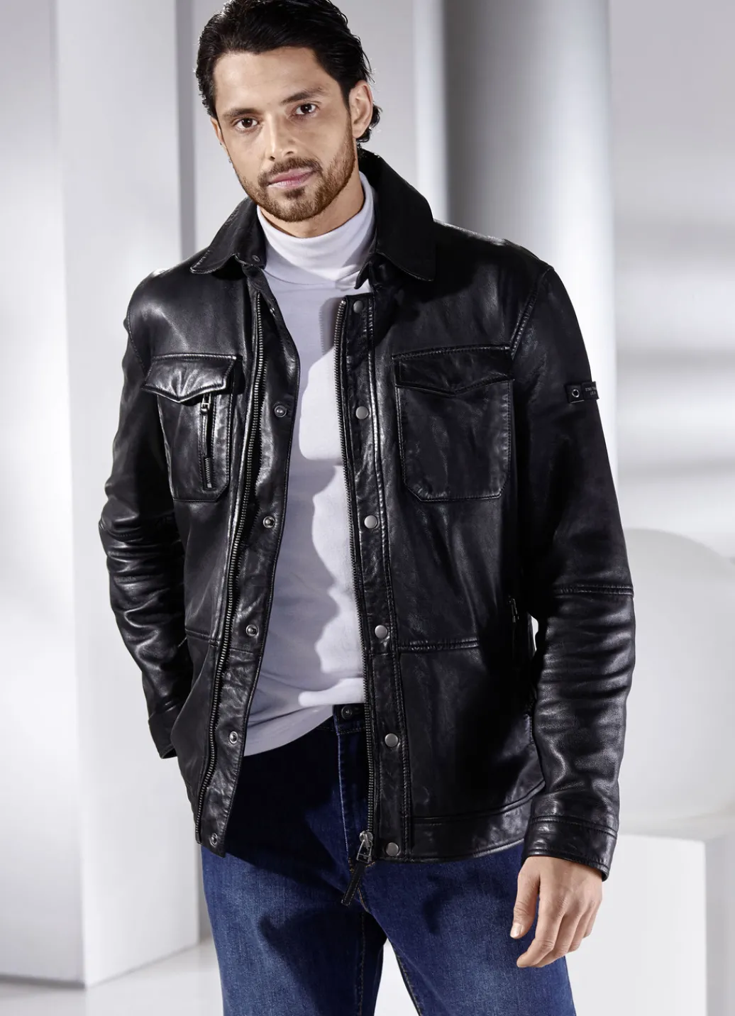 CABRINI Jacken & Mäntel>Lederkurzjacke von „“ ANTIK SCHWARZ