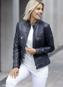 Caminari Jacken & Mäntel>Lederkurzjacke von „“ ANTIK NACHTBLAU