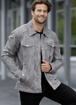 JILANI Jacken & Mäntel>Lederkurzjacke von „“ ANTIKGRAU