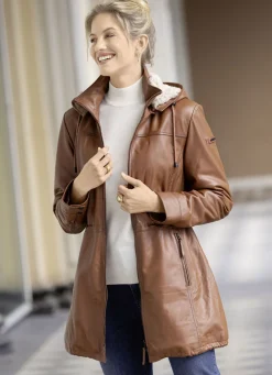 CABRINI Jacken & Mäntel>Lederkurzmantel von „“ COGNAC ANTIK