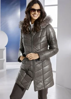 JILANI Jacken & Mäntel></noscript>Lederkurzmantel von „“ SCHLAMM-GRAU