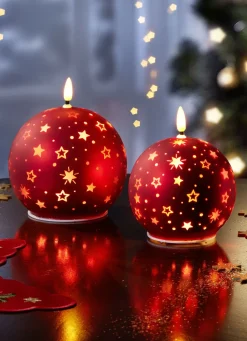 Weihnachtliche Dekorationen|Weihnachtliche Geschenkideen>LED-Kerzen mit Sternen-Motiv, 2er-Set