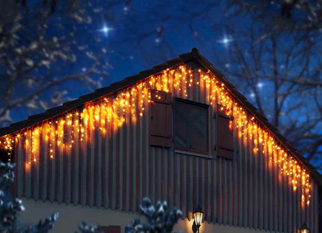 Außendekorationen>LED-Lichtervorhang Sternenregen aus PVC WEISS