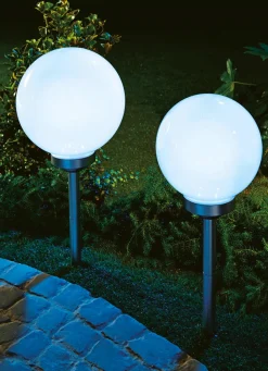 Gartenbeleuchtung>LED-Solar-Gartenleuchte WEISS/SILBER