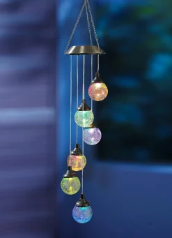 Gartenbeleuchtung>LED-Solar-Windspiel in Bruchglas-Optik EDELSTAHL
