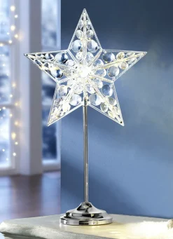 Weihnachtliche Dekorationen>LED-Sternleuchte mit Ständer aus Metall TRANSPARENT