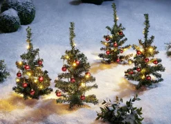 Außendekorationen>LED-Tannen mit Kugeln, 4er-Set GRÜN