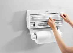 LEIFHEIT Ordnung|Haushaltshelfer>Wandrollenhalter mit Abstellfläche für Gewürze WEISS