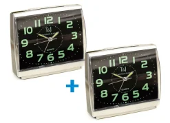 Alltagshilfen>Leuchtender Wecker mit Präzisions-Quarzwerk, 2er-Set SILBER-SCHWARZ