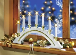 Weihnachtliche Dekorationen>Lichterbogen aus Holz, 7-flammig