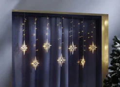 Fensterdekorationen|Außendekorationen>Lichtervorhang Sterne für den Innen- und Außenbereich WEISS