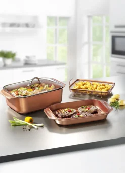 LIVINGTON Bräter & Auflaufformen>Copperline WonderCooker inkl. Glasdeckel BRAUN-KUPFER