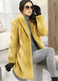 Jacken & Mäntel></noscript>Longjacke aus kuschelweichem Kunstpelz SAFRAN