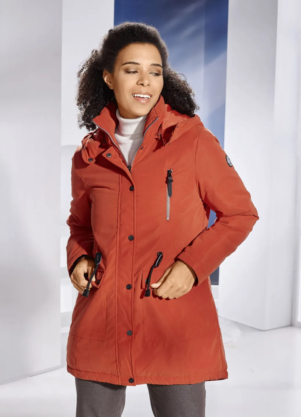 Jacken & Mäntel>Longjacke mit 2-Wege-Reißverschluss KÜRBIS