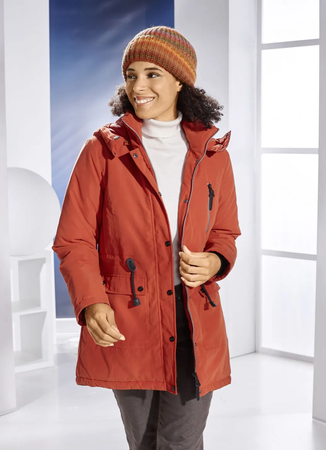 Jacken & Mäntel>Longjacke mit 2-Wege-Reißverschluss KÜRBIS