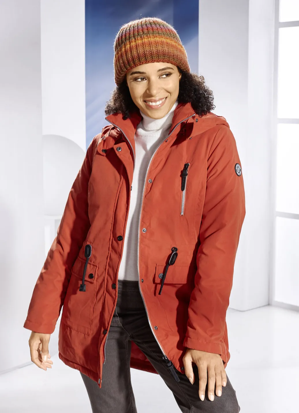 Jacken & Mäntel>Longjacke mit 2-Wege-Reißverschluss KÜRBIS