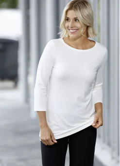 KLAUS MODELLE MADE IN GERMANY Shirts>Longshirt mit 3/4-langen Ärmeln ECRU