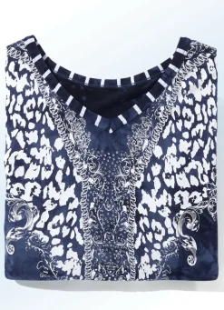 Shirts>Longshirt mit V-Ausschnitt in 2 Farben