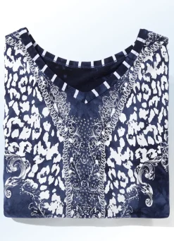 Shirts>Longshirt mit V-Ausschnitt in 2 Farben