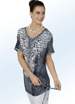 Shirts></noscript>Longshirt mit V-Ausschnitt in 2 Farben