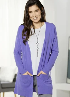 Pullover & Strickmode></noscript>Long-Strickjacke in sehr weichem Feinstrick