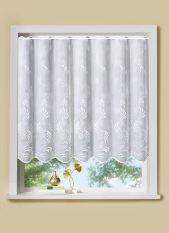 PLAUENER STICKEREI Heimtextilien>Luftiger Kleinfenster-Store mit Stangendurchzug WEISS