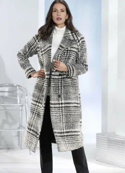 Jacken & Mäntel>Mantel mit trendstarkem Glencheck-Dessin SCHWARZ-WEISS