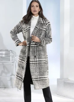 Jacken & Mäntel>Mantel mit trendstarkem Glencheck-Dessin SCHWARZ-WEISS