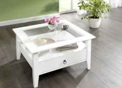 Möbel>Massivholz Couchtisch im Landhaus-Stil WEISS